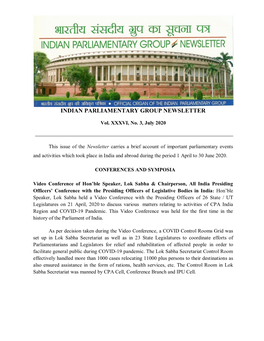 Indian Parliamentary Group Newsletter