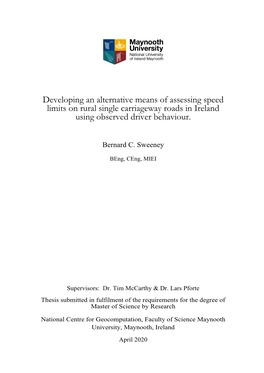 Developing an Alternative Method for Assessing and Setting Speed Limits