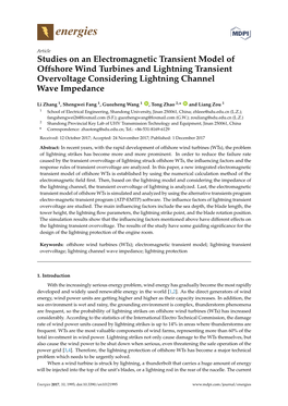 Studies on an Electromagnetic Transient Model of Offshore Wind Turbines and Lightning Transient Overvoltage Considering Lightning Channel Wave Impedance