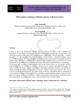 Plant Pattern Semiology of Damavand City, Tehran Province1