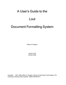 A User's Guide to the Lout Document Formatting System