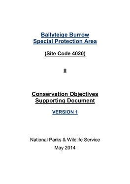 Ballyteige Burrow Special Protection Area Conservation Objectives