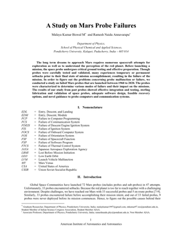 A Study on Mars Probe Failures