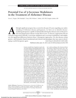 Secretase Modulators in the Treatment of Alzheimer Disease