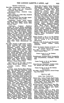 The London Gazette, 8 April, 1938 2353 Without Competition