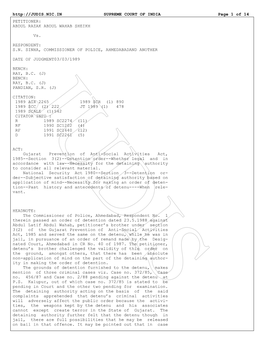 SUPREME COURT of INDIA Page 1 of 14 PETITIONER: ABDUL RAZAK ABDUL WAHAB SHEIKH