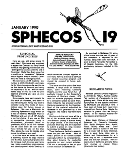 Sphecos: a Forum for Aculeate Wasp Researchers