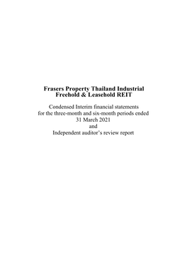 Frasers Property Thailand Industrial Freehold & Leasehold REIT