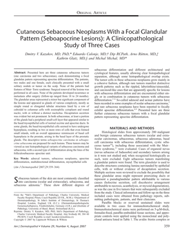 Cutaneous Sebaceous Neoplasms with a Focal Glandular Pattern (Seboapocrine Lesions): a Clinicopathological Study of Three Cases Dmitry V