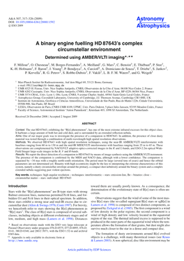 A Binary Engine Fuelling HD 87643’S Complex Circumstellar Environment Determined Using AMBER/VLTI Imaging�,