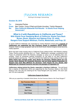 Tulchin Research California Statewide Poll