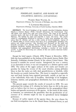 Foodplant, Habitat, and Range of Celastrina Ebenina (Lycaenidae)