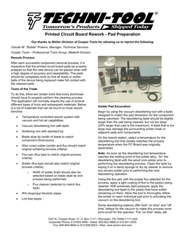 Printed Circuit Board Rework - Pad Preparation