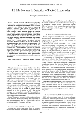 PE File Features in Detection of Packed Executables
