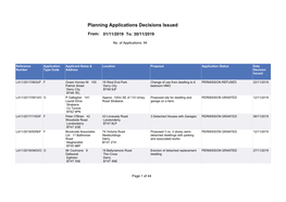 Planning Applications Decisions Issued