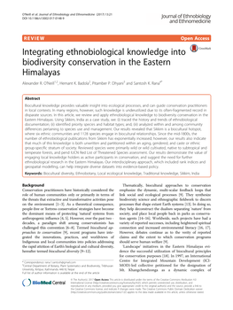 Integrating Ethnobiological Knowledge Into Biodiversity Conservation in the Eastern Himalayas Alexander R