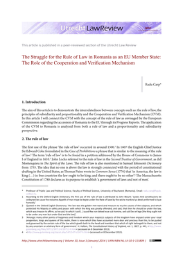 The Struggle for the Rule of Law in Romania As an EU Member State: the Role of the Cooperation and Verification Mechanism