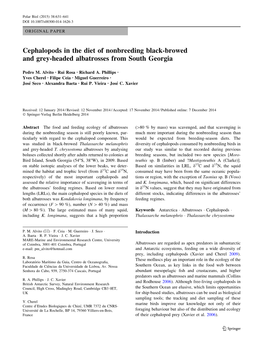 Cephalopods in the Diet of Nonbreeding Black-Browed and Grey-Headed Albatrosses from South Georgia