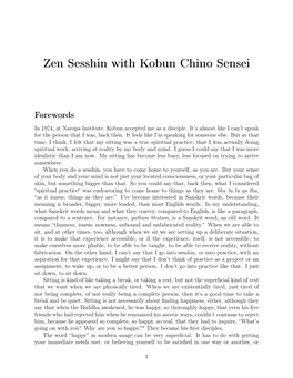 Zen Sesshin with Kobun Chino Sensei