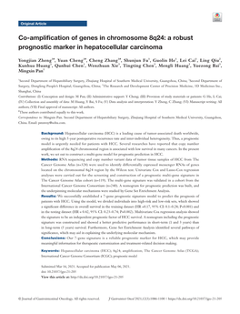 Co-Amplification of Genes in Chromosome 8Q24: a Robust Prognostic Marker in Hepatocellular Carcinoma