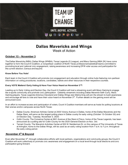 Dallas Mavericks and Wings Week of Action