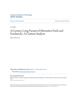 A Century Long Pursuit of Alternative Fuels and Feedstocks: a Content Analysis Elias J