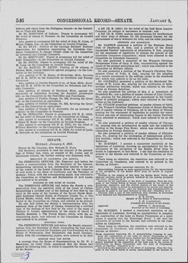 CONGRESSIONAL RECORD-SENATE. JANU.A.RY 9, I ' Tobacco and Cigars from the Philippine Islands-To the Commit­ a Bill (H