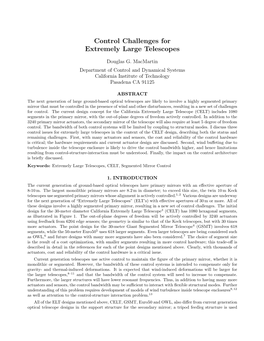 Control Challenges for Extremely Large Telescopes