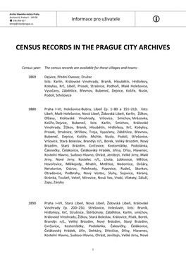 Census Records in the Prague City Archives