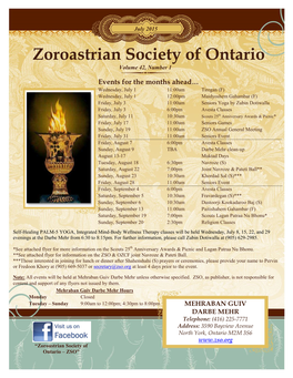 Zoroastrian Society of Ontario Volume 42, Number 1