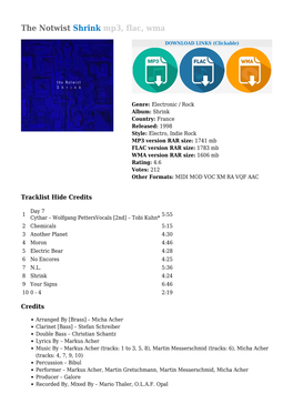 The Notwist Shrink Mp3, Flac, Wma