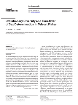 Evolutionary Diversity and Turn-Over of Sex Determination in Teleost Fishes