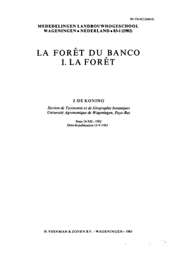La Foret Du Banco I. La Forêt