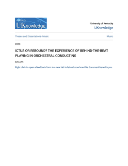 Ictus Or Rebound? the Experience of Behind-The-Beat Playing in Orchestral Conducting