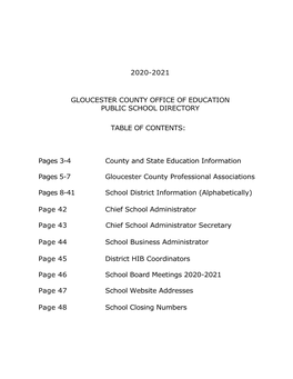 2020-2021 Gloucester County Office of Education Public
