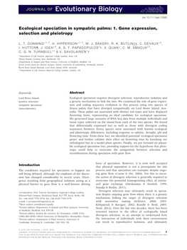 Ecological Speciation in Sympatric Palms: 1