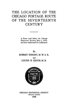 The Location of the Chicago·Portage Route of the Seventeenth Century