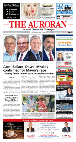 Abel, Ballard, Dawe, Mrakas Confirmed for Mayor's Race