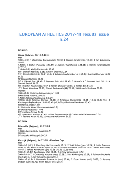 European Results 2017-18 N.24