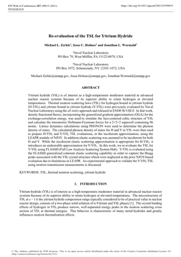 Re-Evaluation of the TSL for Yttrium Hydride