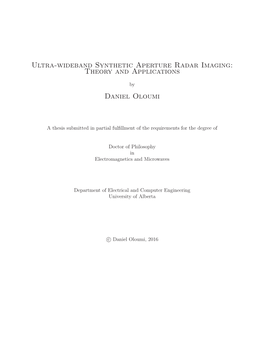 Ultra-Wideband Synthetic Aperture Radar Imaging: Theory and Applications