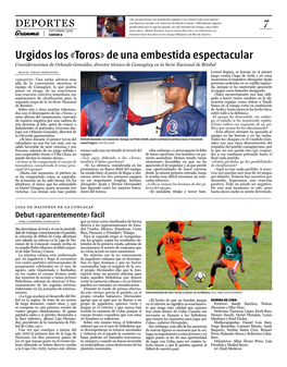 Urgidos Los «Toros» De Una Embestida Espectacular Consideraciones De Orlando González, Director Técnico De Camagüey En La Serie Nacional De Béisbol