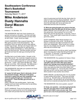 Mike Anderson Dusty Hannahs Daryl Macon