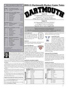 2010-11 Dartmouth Hockey Game Notes