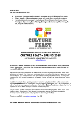 Culture Feast Menu