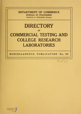 Directory of Commercial Testing and College Research Laboratories