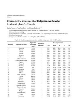 Chemometric Assessment of Bulgarian Wastewater Treatment Plants’ Effluents