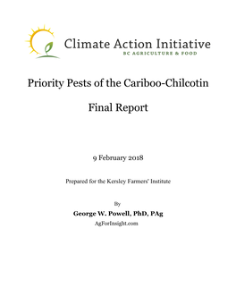 Priority Pests of the Cariboo-Chilcotin Final Report
