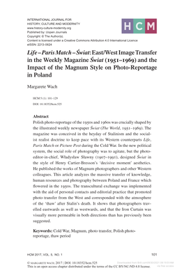 Paris Match – S´Wiat: East/West Image Transfer in the Weekly Magazine S´Wiat (1951–1969) and the Impact of the Magnum Style on Photo-Reportage in Poland