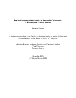 Tracing Responses to Femi(Ni)Cide in “Postconflict” Guatemala: a Transnational Feminist Analysis